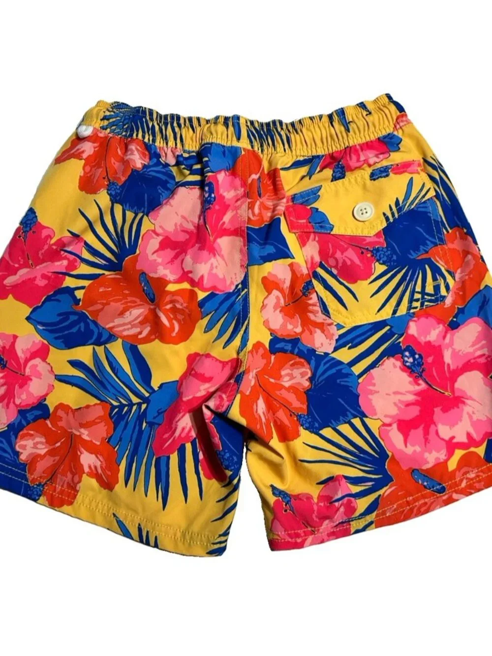 J. Crew Men Sm Flex Swimwear Swim Trunks Tropical Floral Hibiscus Hawaiian Aloha